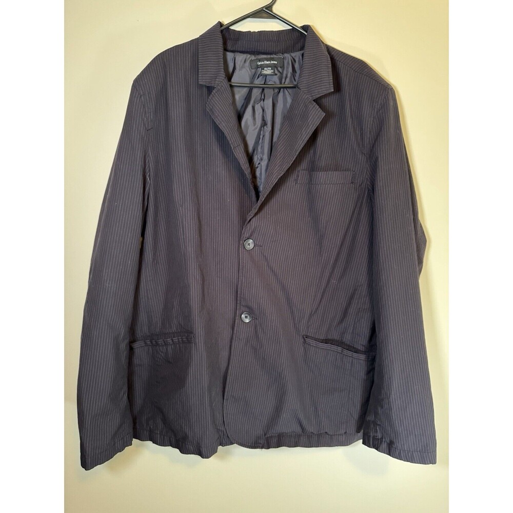 Calvin Klein Jeans Blazer Jacket Size XXL Black Pinstripe *MAKE OFFERS*